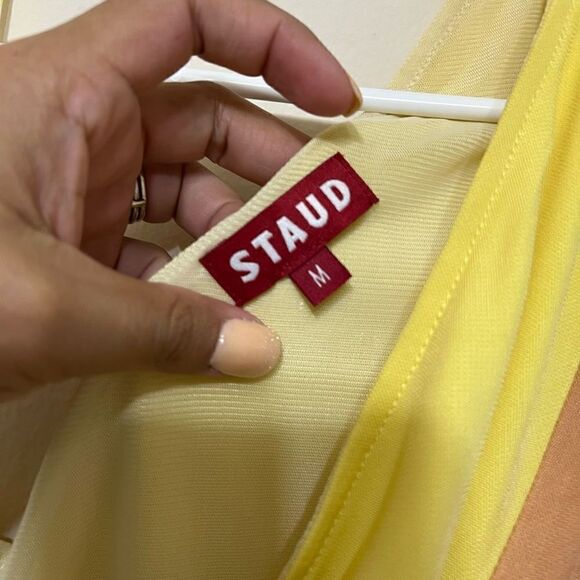 Staud Serena One Shoulder Multi Color Long Dress Medium - Picture 3 of 11